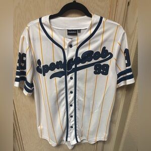 Nickelodeon Jersey Sz Small SpongeBob SquarePants Baseball #99 White Pinstripes